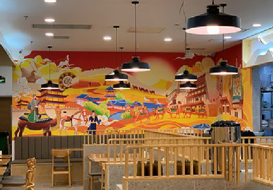 宁洱商业空间彩绘介绍。